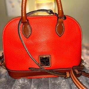 BLACK FRIDAY SALE Dooney & Bourke Vibrant Orange Mini Bag with Brown Accents